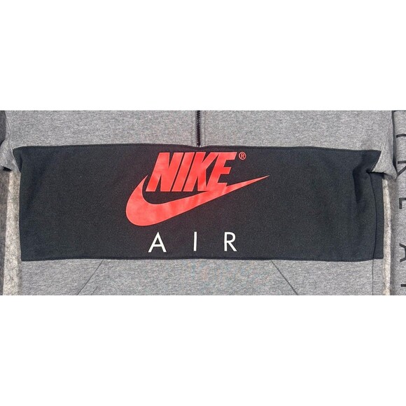 Nike AIR Half Zip Sweatshirt Mens XXL Gray Black Pullover Y2K Fleece AV3019-091 - Picture 3 of 7
